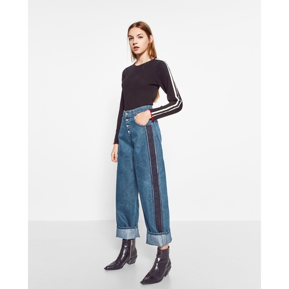 Zara Denim - Zara Tuxedo Mom Jeans Side Stripe High-rise 00